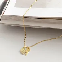 Charming Gold Plated Lock and Key Pendant Necklace For Women-thumb3