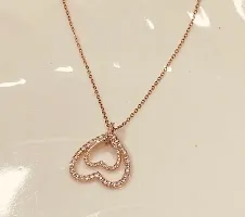 Gorgeous Rose Gold Plated Double Heart Pendant Necklace For Women-thumb2