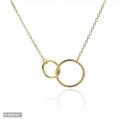 Stunning Gold Plated Double Circle Ring Pendant Necklace For Women-thumb3