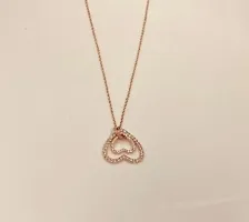 Gorgeous Rose Gold Plated Double Heart Pendant Necklace For Women-thumb3