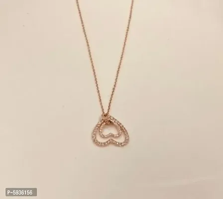 Gorgeous Rose Gold Plated Double Heart Pendant Necklace For Women-thumb4