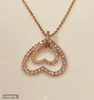 Gorgeous Rose Gold Plated Double Heart Pendant Necklace For Women-thumb2