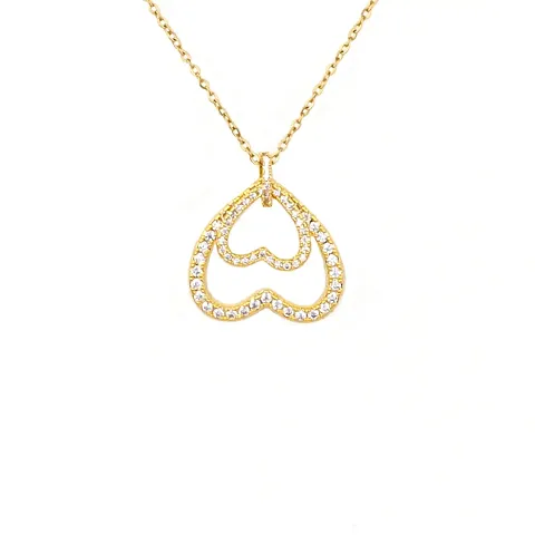 Pretty Gold Plated Zircon Studded Pendant Necklace