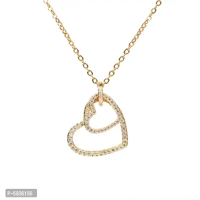 Gorgeous Rose Gold Plated Double Heart Pendant Necklace For Women-thumb0