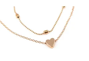 Charming Gold Plated Double Layered Heart Pendant Necklace For Women-thumb2