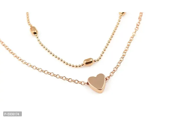 Charming Gold Plated Double Layered Heart Pendant Necklace For Women-thumb3