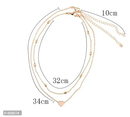 Charming Gold Plated Double Layered Heart Pendant Necklace For Women-thumb5