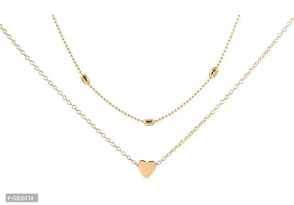 Charming Gold Plated Double Layered Heart Pendant Necklace For Women
