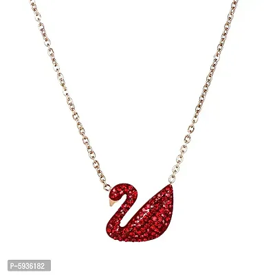 Charming Rose Gold Plated Red Swan Pendant Necklace For Women