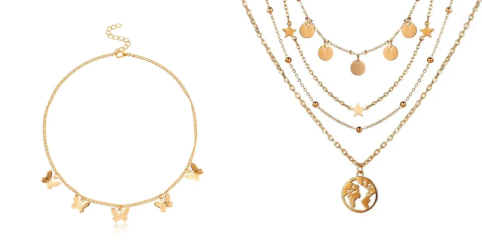 Gorgeous Gold Plated Multi Layered Necklace (Pack of 2)