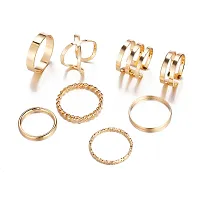 Gold Plated Seven Piece Trendy Dailywear Western Designs Ring Set For Women and Grils.-thumb2
