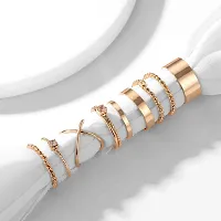 Gold Plated Nine Piece Dailywear Multi Designs Ring Set For Women and Grils.-thumb1
