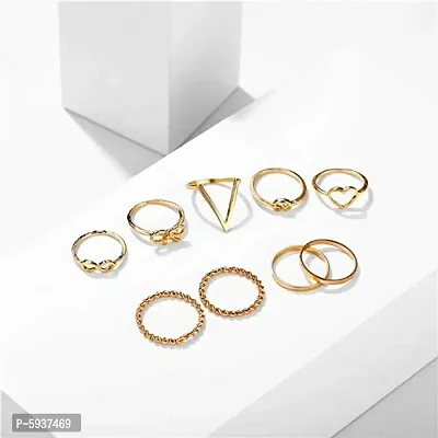Gold Plated Seven Piece Love Infinity Ring Set For women and Grils.