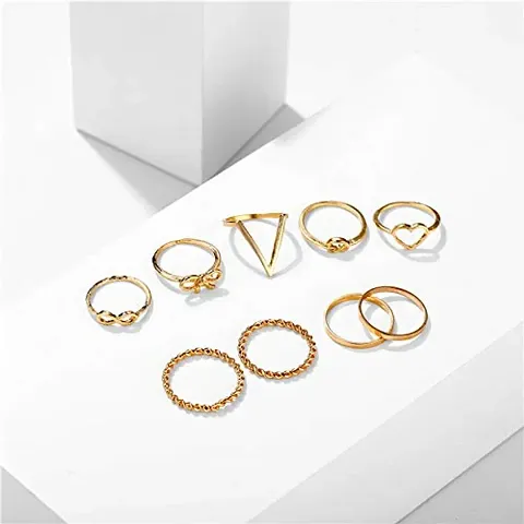 Gold Plated Multi Designs Ring Sets For Girls.