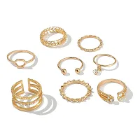 Golden Alloy Artificial Stone Rings For Women-thumb2