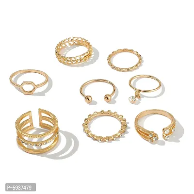 Golden Alloy Artificial Stone Rings For Women-thumb3