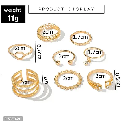 Golden Alloy Artificial Stone Rings For Women-thumb2