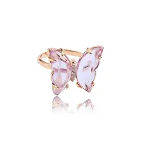 Gold Plated Purple Crystal butterfly Ring Set  For women and Grils.-thumb2