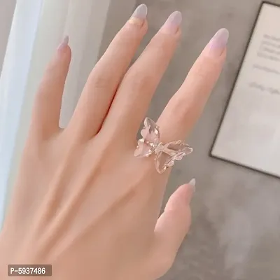 Gold Plated Pink Crystal butterfly Ring Set  For women and Grils.-thumb0