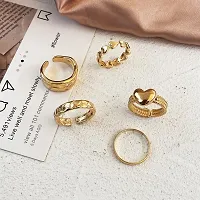 Gold Plated 6 Piece Ring Simple Heart Plain Set For Women And Girls.-thumb3