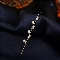 Attractive Gold Plated Studed Leaf and Cross Earcuff For Women ( Pack Of 2 )-thumb2