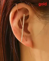 Attractive Gold Plated Studed Leaf and Cross Earcuff For Women ( Pack Of 2 )-thumb4