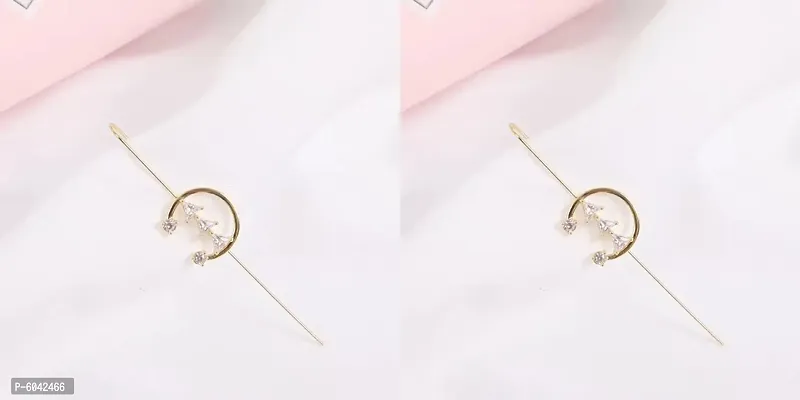 Stunning Gold Plated Studed Earcuff For Women ( Pack Of 2 )-thumb5