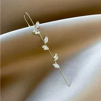 Attractive Gold Plated Studed Leaf and Cross Earcuff For Women ( Pack Of 2 )-thumb1