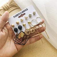 Gorgeous Combo of 6 pair Stud and Hoop Earrings for Women and Girls-thumb1