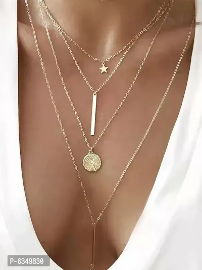 Vembley Combo of 2 Stunning Gold Plated Layered Pendant Necklace For Women and Girls-thumb5