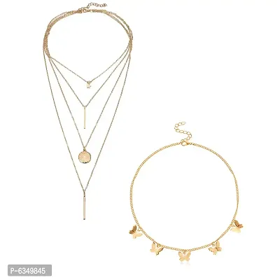 Vembley Combo of 2 Glamorous Gold Plated Pendant Necklace For Women and Girls