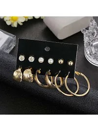 Combo of 11 Pair Lavish Gold Plated Pearl Hoop, Drop, Hoop and Studs Earrings For Women and Girls-thumb3