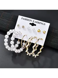 Combo of 12 Pair Elegant Gold Plated Studs and Hoop Earrings For Women and Girls-thumb1