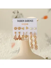 Combo of 11 Pair Elegant Gold-Plated Pearl Hoop, Drop, Hoop and Studs Earrings For Women and Girls-thumb3
