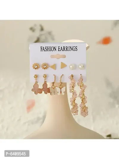 Combo of 12 Pair Enamelled Gold-Plated Studs and Hoop Earrings For Women and Girls-thumb2