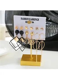 Combo of 12 Pair Enamelled Gold-Plated Studs and Hoop Earrings For Women and Girls-thumb3
