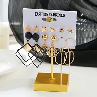 Combo of 15 Pair Enamelled Gold Plated Studs and Hoop Earrings For Women and Girls-thumb2