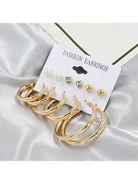 Combo of 11 Pair Lavish Gold Plated Pearl Crystal Studs and big Hoop Earrings For Women and Girls-thumb4