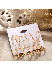 Combo of 15 Pair Lanish Gold Plated Chain and Pearl Hoop, Hoop and Studs Earrings For Women and Girls-thumb3