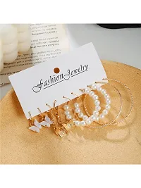 Combo of 11 Pair Attractive Gold Plated Pearl Flower Studs and Hoop Earrings For Women and Girls-thumb1