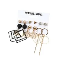 Combo of 11 Pair Elegant Gold Plated Studs and Hoop Earrings For Women and Girls-thumb3