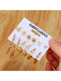 Combo of 12 Pair Attractive Gold Plated Cross hoop, Hoop and Studs Earrings For Women and Girls-thumb4