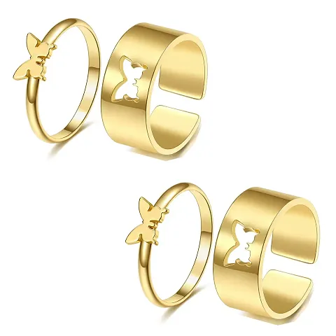 Combo Of 2 Fashionable Golden Alloy Rings