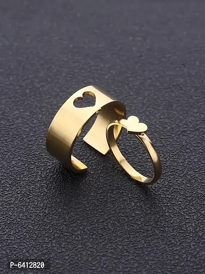 Combo of 5 Gold Plated Multi Type Couple Ring Set For Men and Women-thumb3