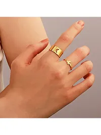 Combo of 5 Gold Plated Multi Type Couple Ring Set For Men and Women-thumb1