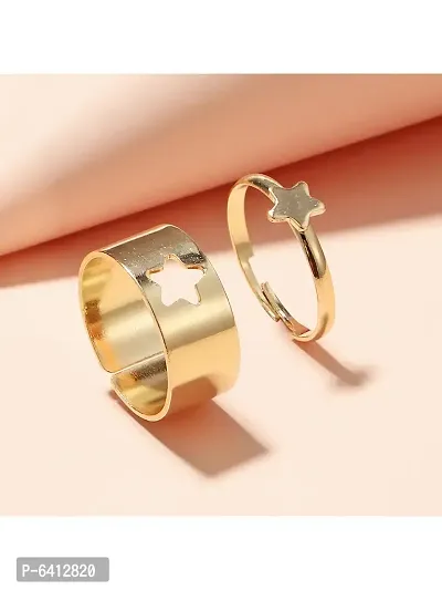 Combo of 5 Gold Plated Multi Type Couple Ring Set For Men and Women-thumb5