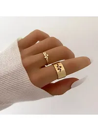 Combo of 5 Gold Plated Multi Type Couple Ring Set For Men and Women-thumb3