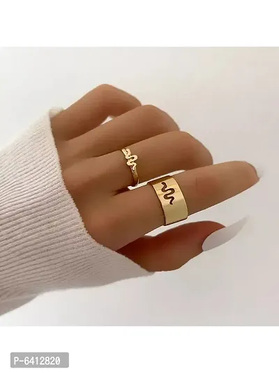 Combo of 5 Gold Plated Multi Type Couple Ring Set For Men and Women-thumb4