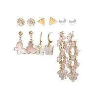Combo Of Pink Crystal Butterfly Pendant Necklace And Earrings With Ring For Women-thumb2