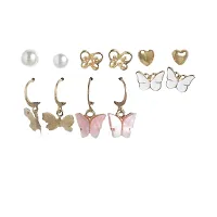 Combo Of Golden Crystal Butterfly Pendant Necklace And Earrings With Ring For Women-thumb3